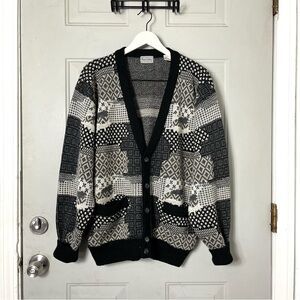Paul Smith Vintage Wool Cotton Geometric Eclectic Grandpa Cardigan Sweater large